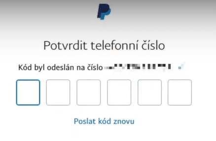 Potvrzení kódu Paypal