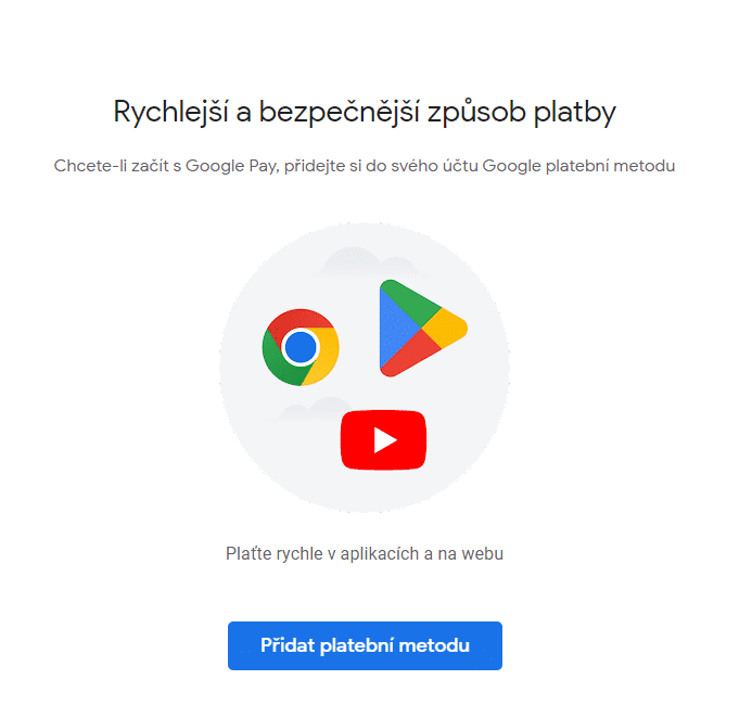 Úvodní stránka Google Pay