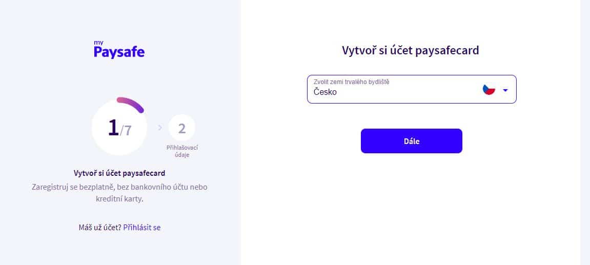registrace paysafecard