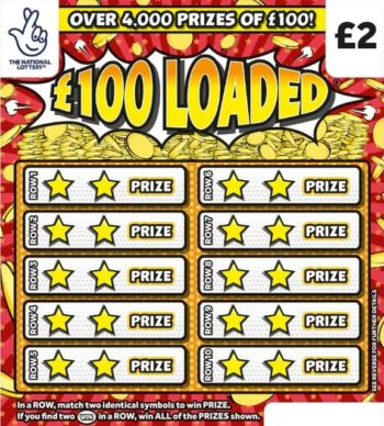 Sample of an uncut lottery ticket £100 Loaded