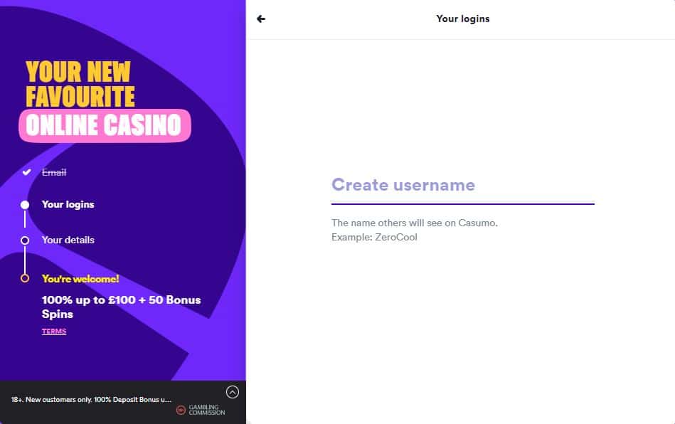 Casumo Casino Account Creation Process