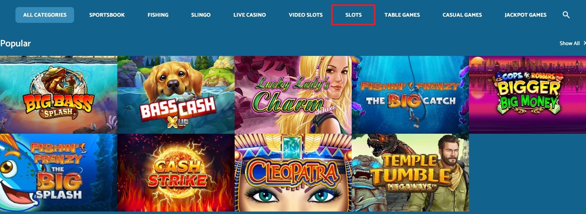 Game Categories at Yetti Casino