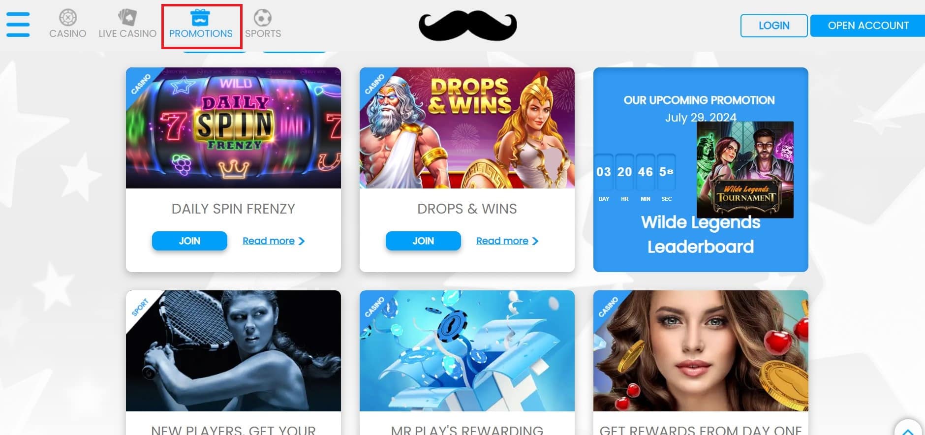 Overview of Mr Play Casino's Promo section