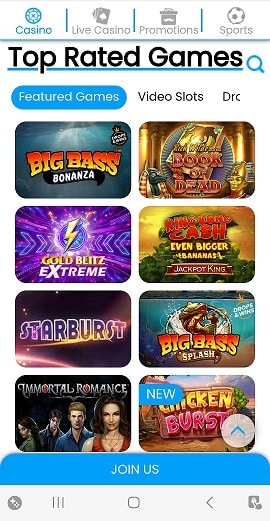 Games in the Mr Play Casino app