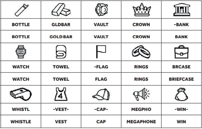 Play Symbols and Play Captions for GAME 2