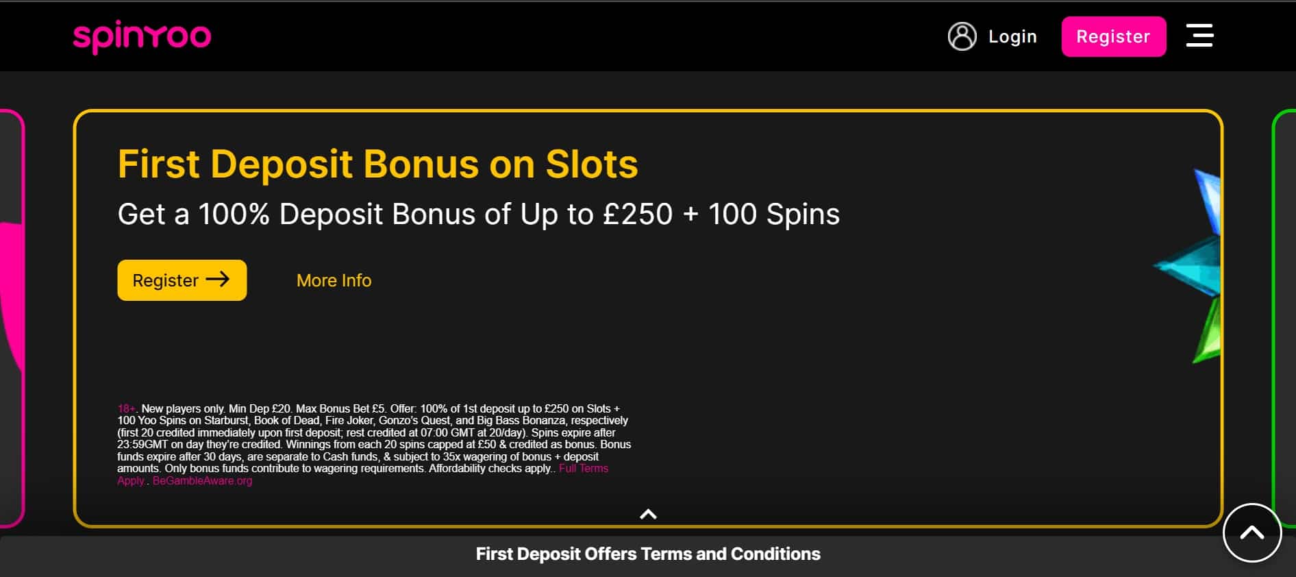 Spinyoo welcome bonus on slots