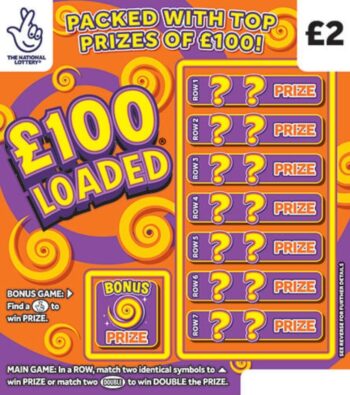 Sample of an uncut lottery ticket £100 Loaded