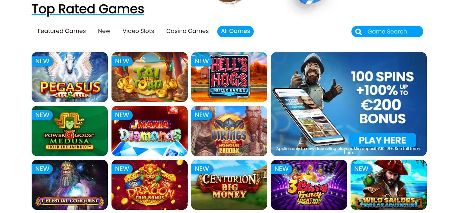 Display of the Top Rated Games category on Mr Play Casino