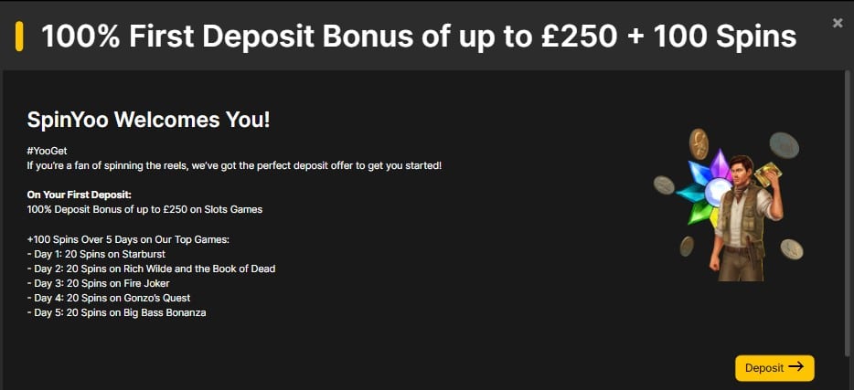 100 % first deposit bonus