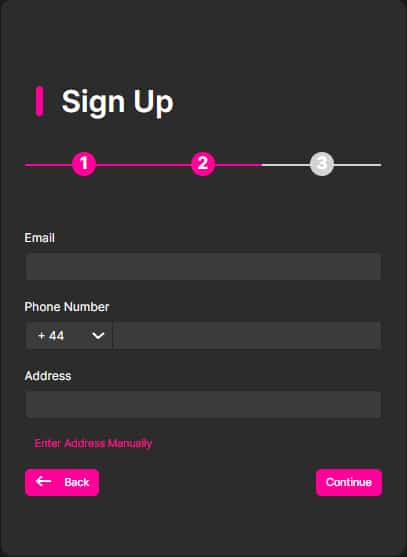 Spinyoo sign-up step 2