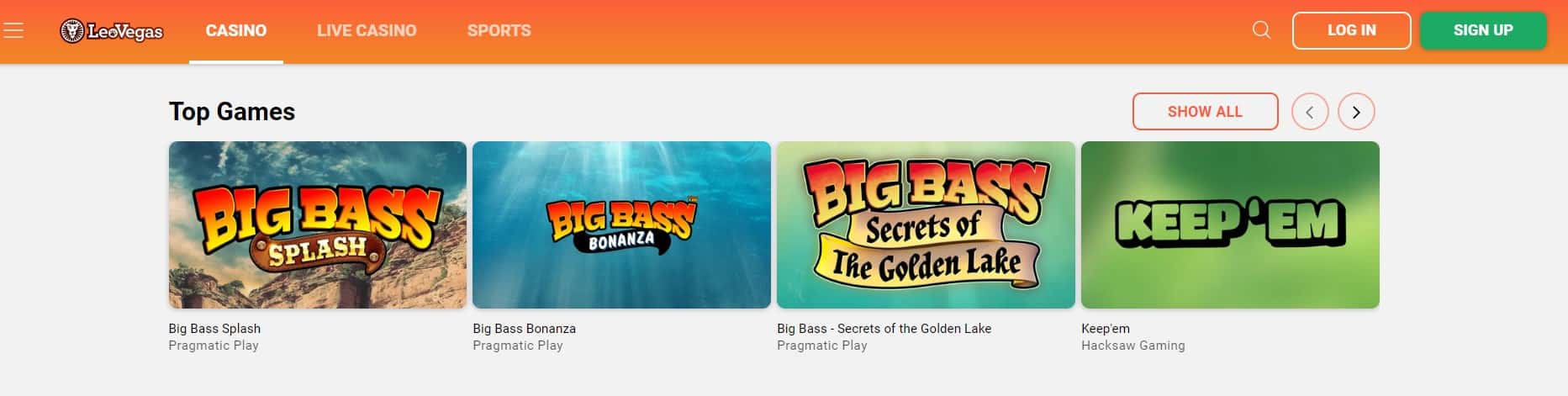 Big Bass Splash Slot at LeoVegas Casino