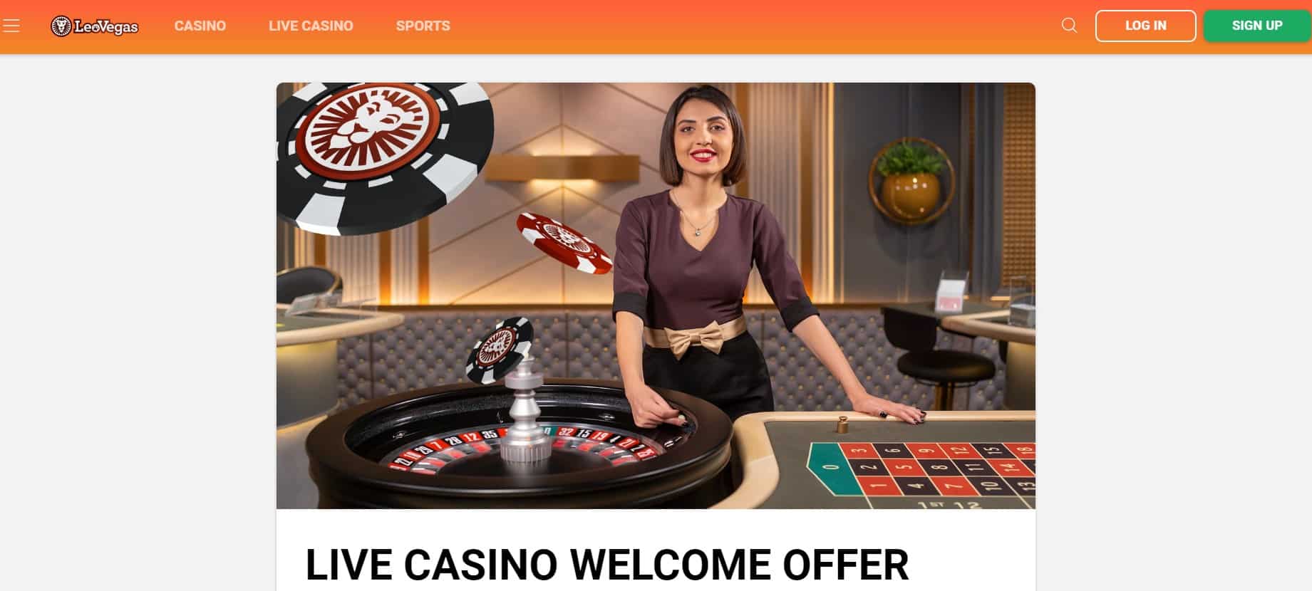 LeoVegas Casino Live Casino Bonus