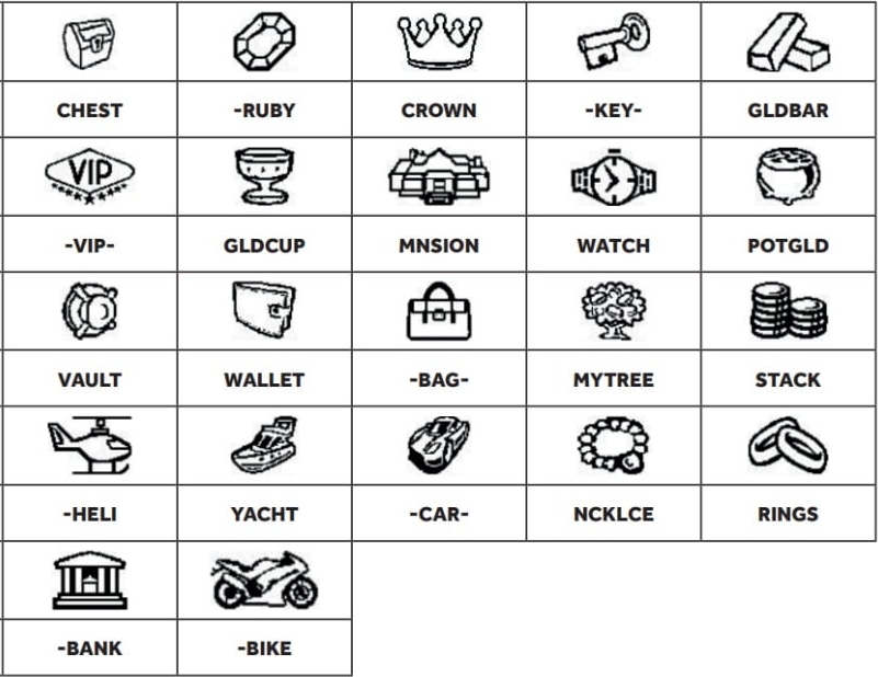 Play Symbols and Play Captions for GAME 1