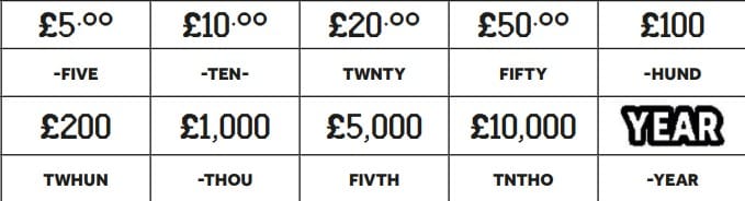 Prize symbols for GAME 2