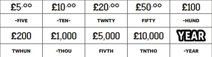 Prize symbols for GAME 4