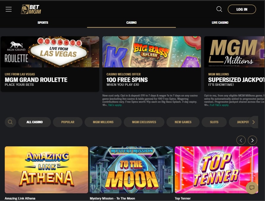 BetMGM UK Casino Game Lobby