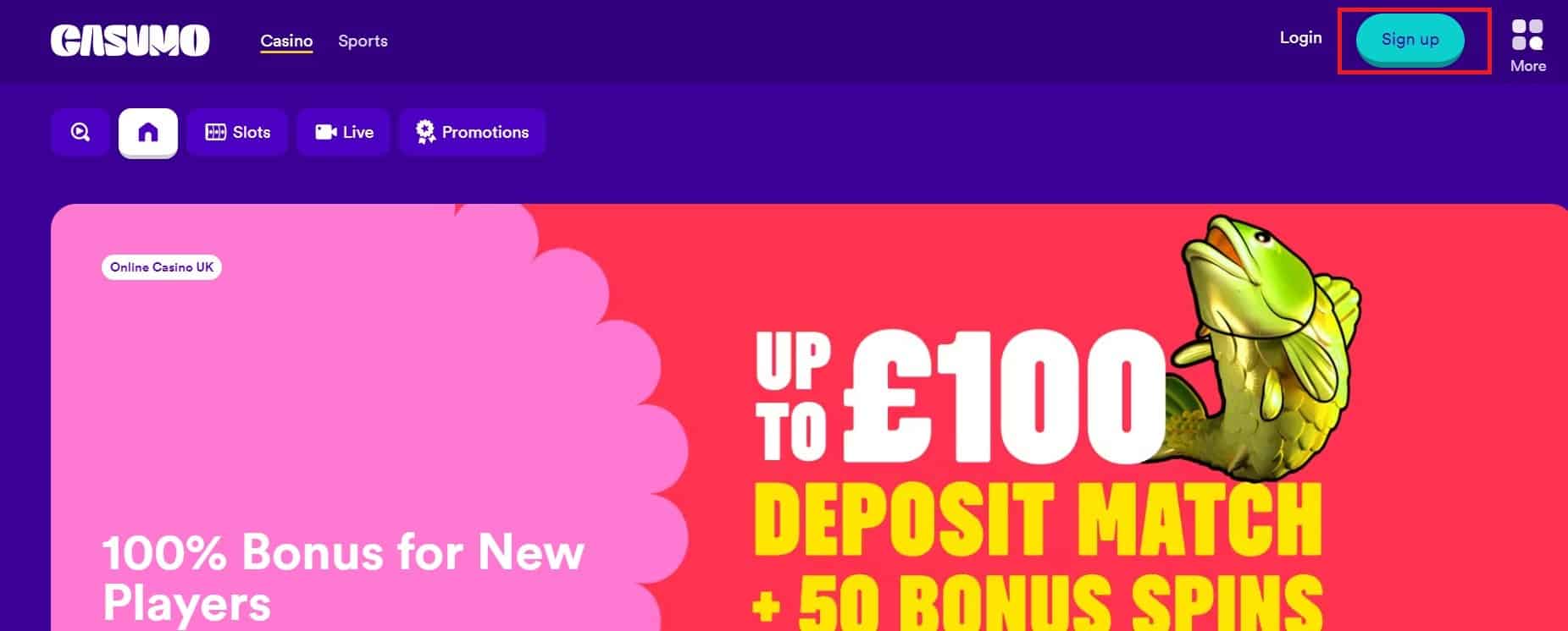 Casumo Casino Join Now Button