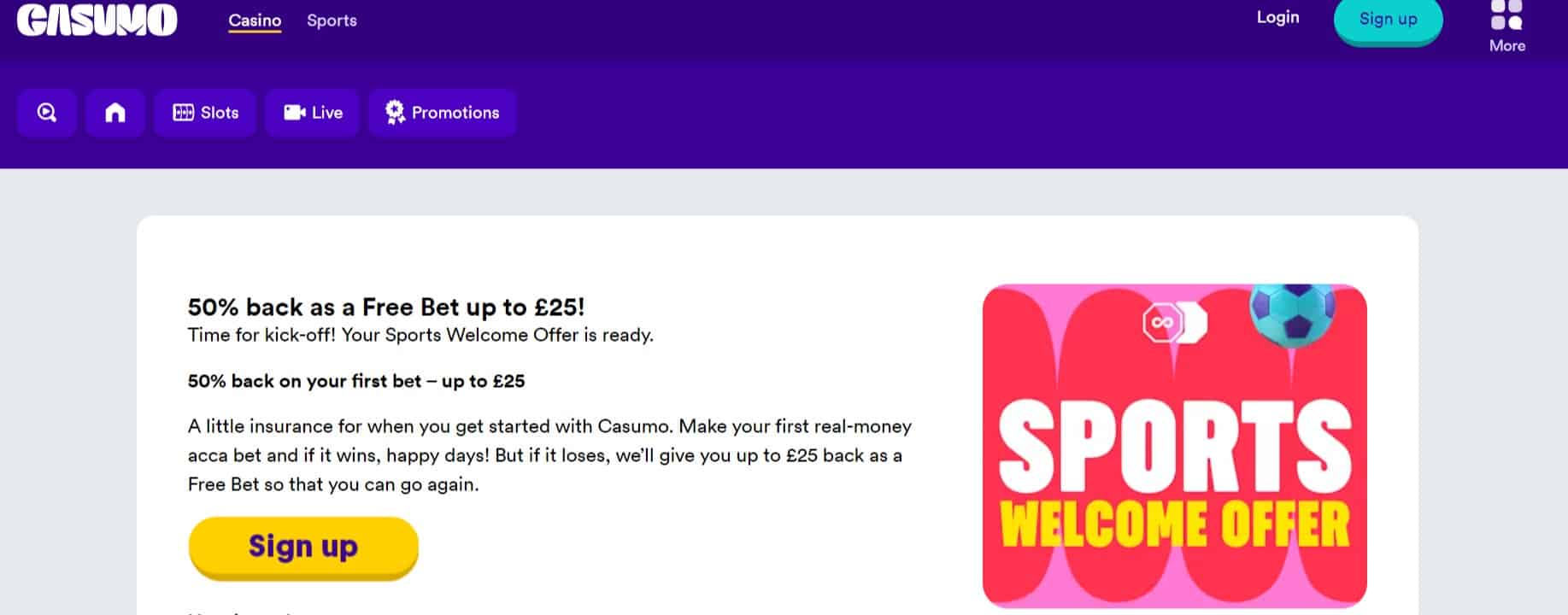 Sports betting bonus at Casumo Casino