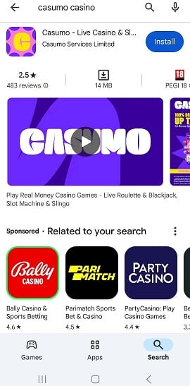 Casumo app on Google Play Store