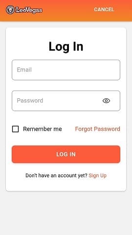 Mobile Log In on LeoVegas