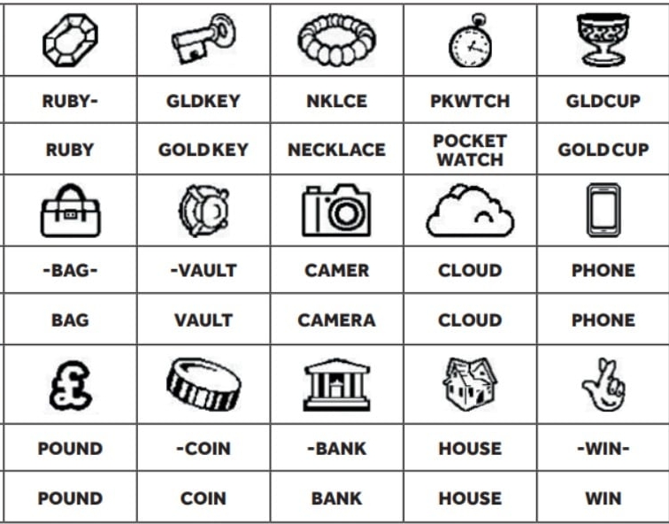 Play Symbols for BONUS GAME