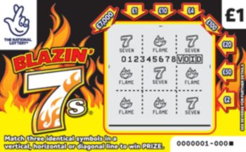 Sample of a cut lottery ticket Blazin' 7s