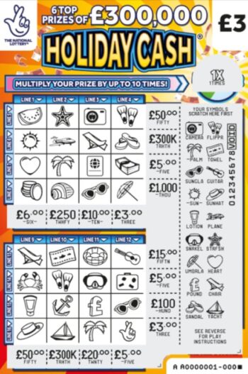 Sample of a cut lottery ticket Holiday Cash