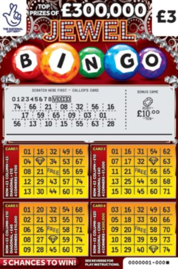 Sample of a cut lottery ticket Jewel Bingo