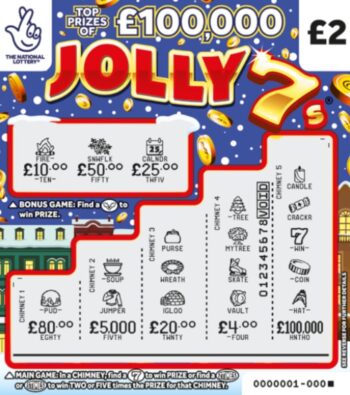 Sample of a cut lottery ticket Jolly 7s