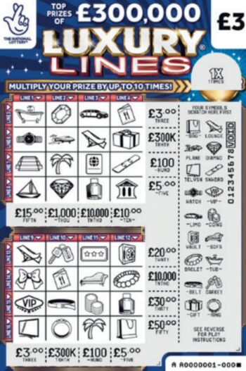 Sample of a cut lottery ticket Luxury Lines