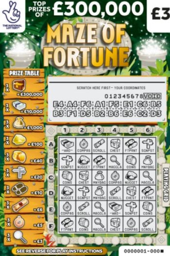 Sample of a cut lottery ticket Maze Of Fortune