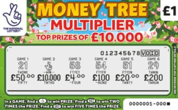 Sample of a cut lottery ticket Money Tree Multiplier