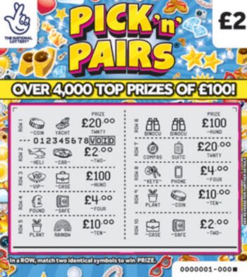 Sample of a cut lottery ticket Pick 'n' Pairs