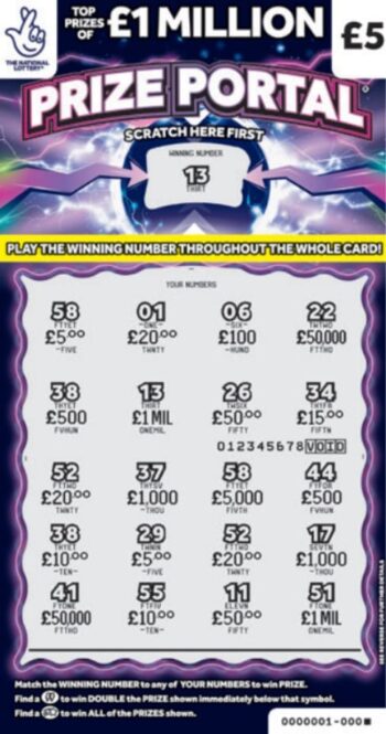 Sample of a cut lottery ticket Prize Portal