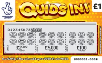 Sample of a cut lottery ticket Quids In