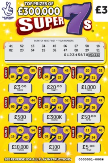 Sample of a cut lottery ticket Super 7s