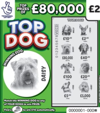 Sample of a cut lottery ticket Top Dog