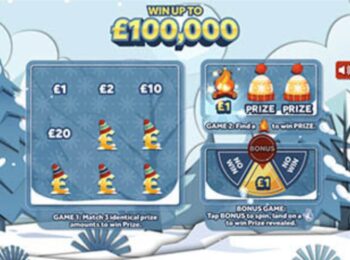 Sample of an uncut lottery ticket £100,000 Winter jackpot