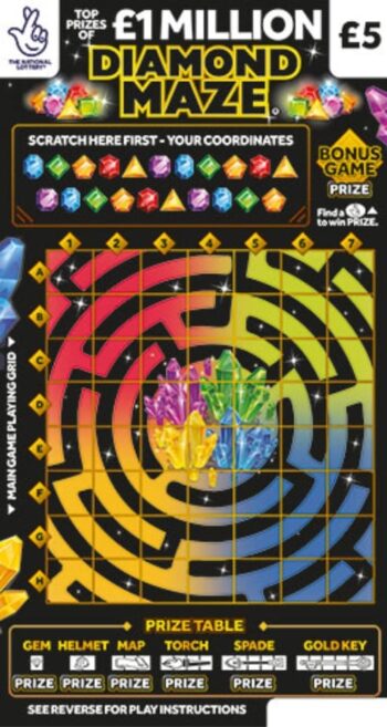 Sample of an uncut lottery ticket Diamond Maze