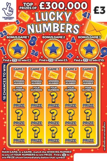 Sample of an uncut lottery ticket Lucky Numbers