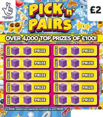 Sample of an uncut lottery ticket Pick 'n' Pairs