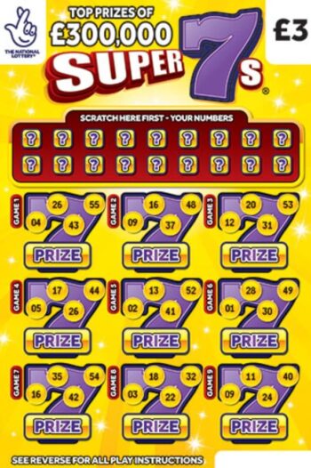 Sample of an uncut lottery ticket Super 7s