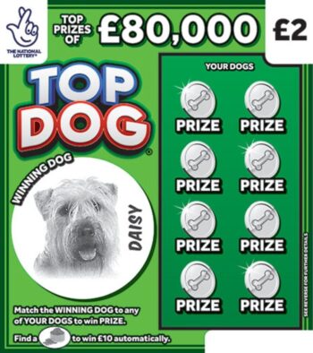 Sample of an uncut lottery ticket Top Dog