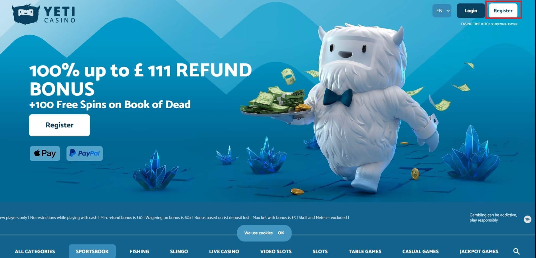 Yeti Casino Registration Page