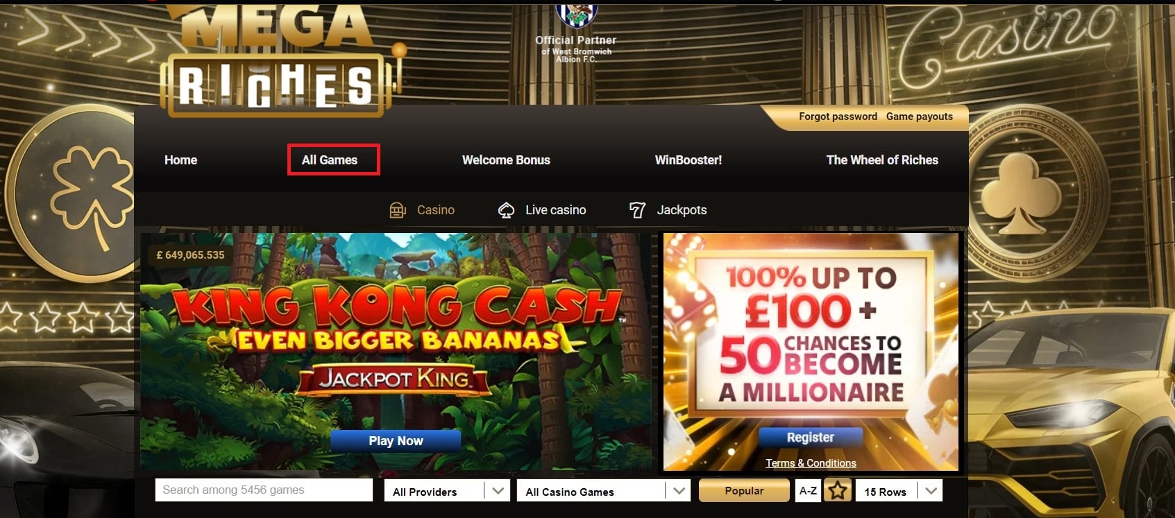 All Games at Megariches Casino