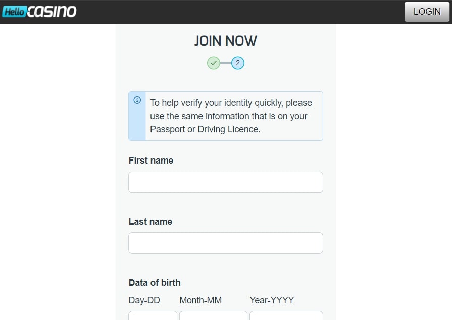 Hello Casino UK Signup