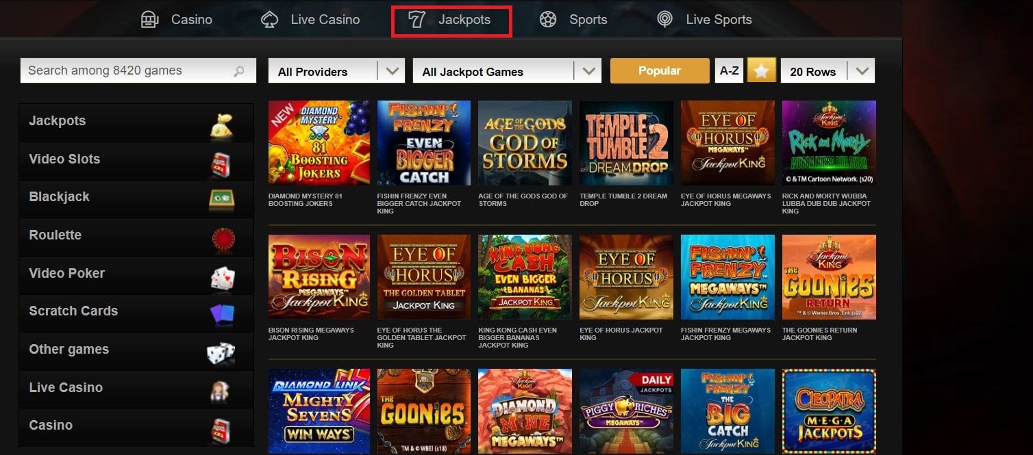 Jackpot Slots at Videoslots Casino