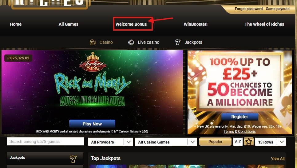 Mega Riches casino register