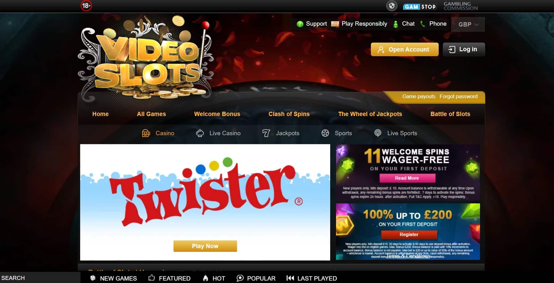 Videoslots Casino Gaming Options