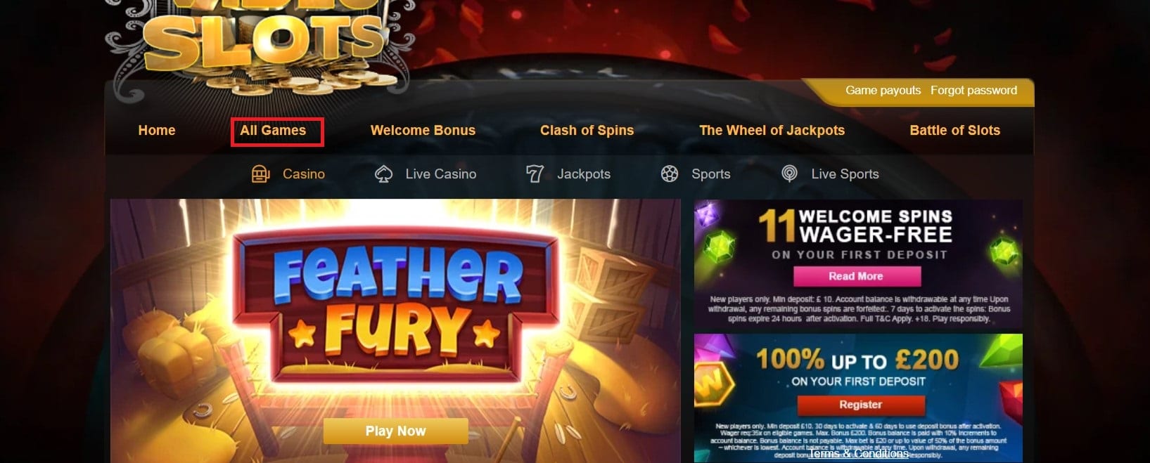 All Videoslots Casino Games